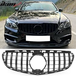 Fits 2014-2016 Benz W212 E350 E400 E550 GT Style Front Upper Grille Gloss Black ABS