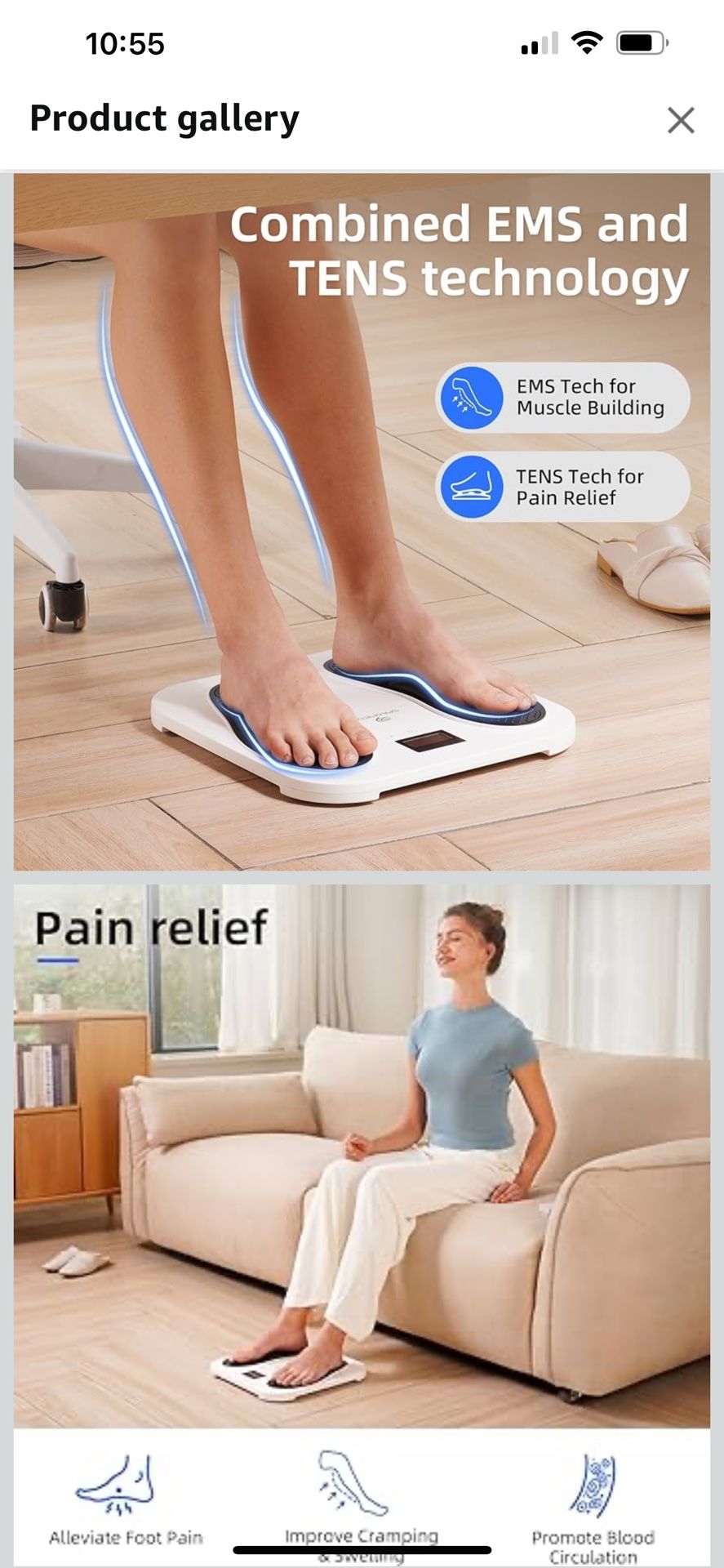 Transcutaneous Electrical Nerve Stimulator, Foot Massager, TENS & EMS for Pain Relief, 10 Modes and 20 Levels with Remote Control, Neuropathy, Relieve