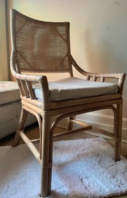 Boho Rattan Accent Chair w/ Cushion
