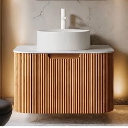 24 inch Modern Bathroom Vanity with Sink, Floating Cabinet, Marble Top