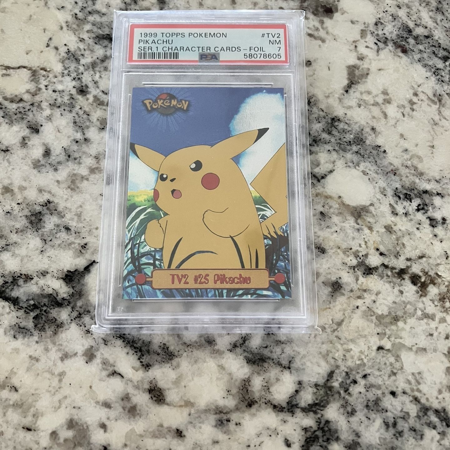 topps pokemon cards pikachu 1999 Series 1 #TV2 PSA 7 for Sale in Gilbert, AZ Pikachu Clear Card PC1 -