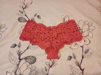 NWT Victoria's Secret Coral Rusty Orange Lace Underwear Large