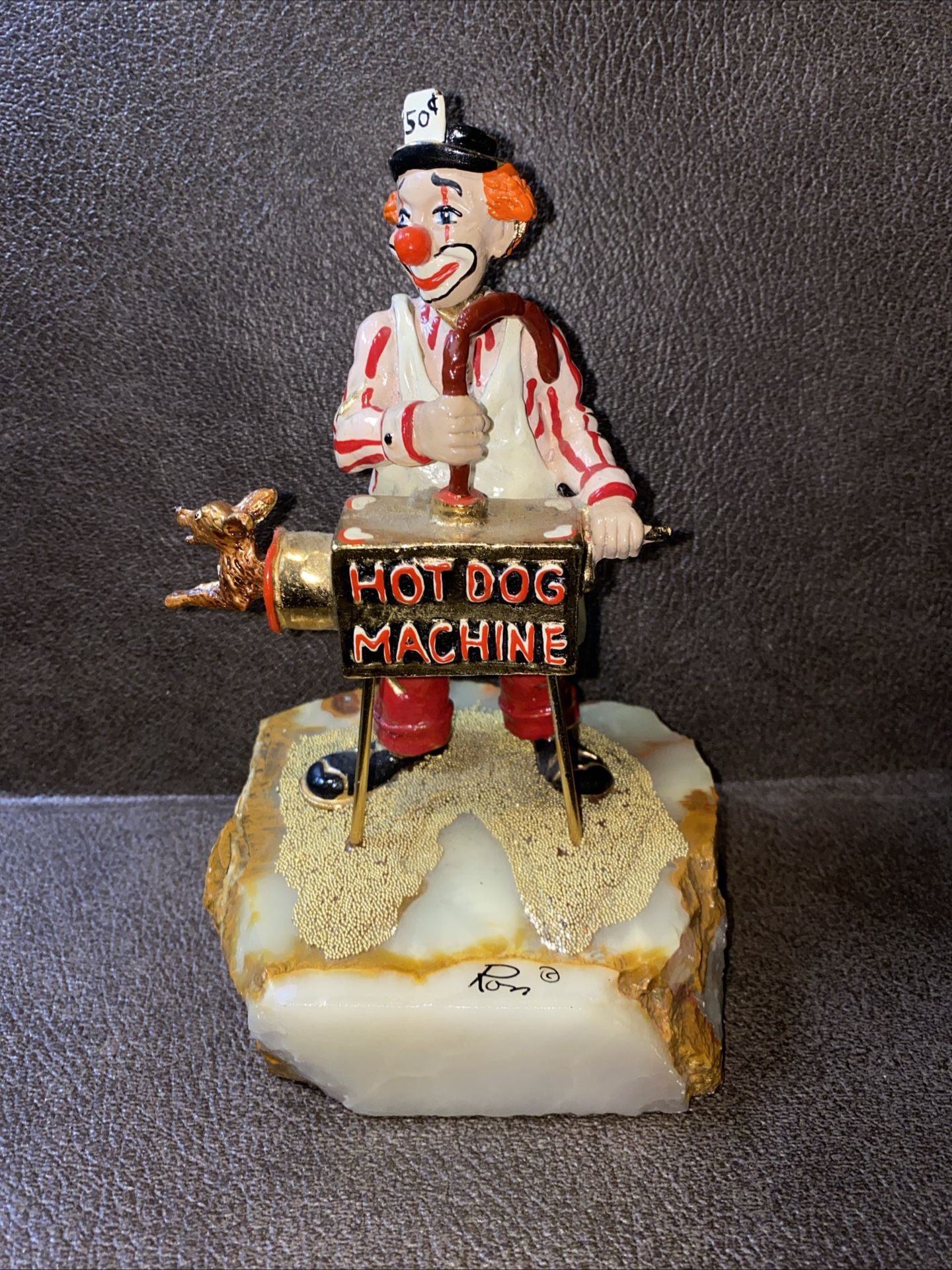 RARE Clown & HOT DOG MACHINE Like Dog Is Coming Out, Figurine Statue RON LEE!   