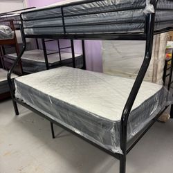 Twin/full Bunk Bed Frame With Mattress 