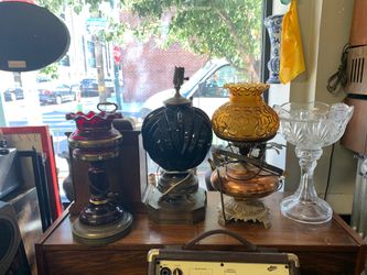 China crystal and glass - gold and marble shelf $200 