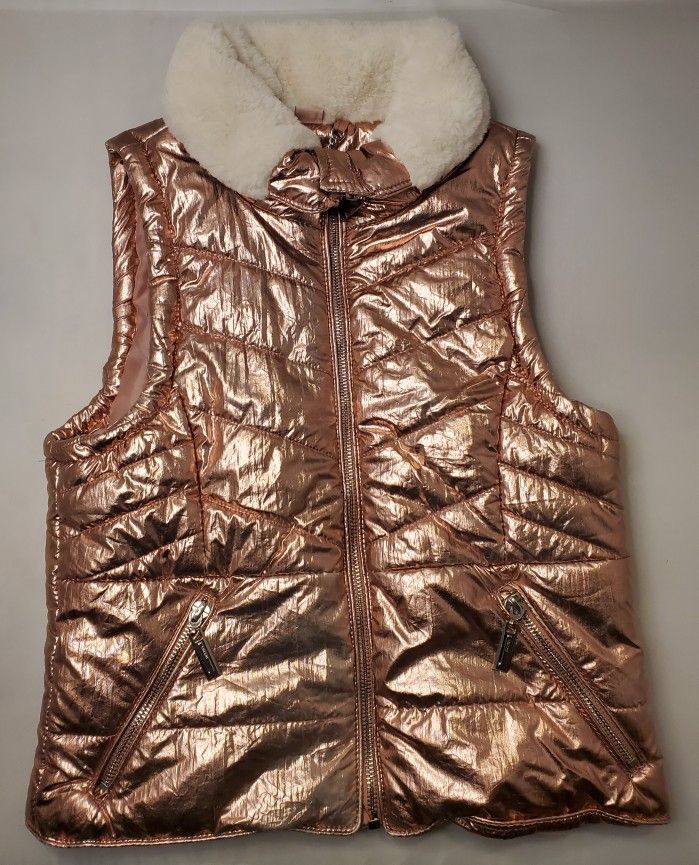 Girls Metallic Pink Puffer Vest