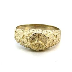 Woman’s Ladies 10k Yellow Gold Mercedes Benz Nugget Band Ring Size 8.5 GP3106424
