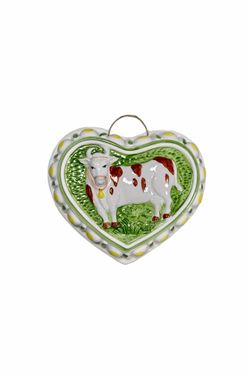 Vintage Sigma Tastesetter 1970s Farmhouse Cottage Cow Mold Heart Shaped Ceramic Kitchen Wall Hanging.