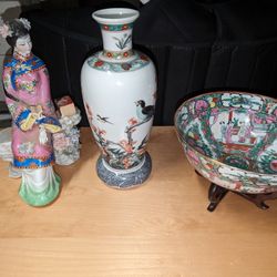 Vase-Bowl And Figurine