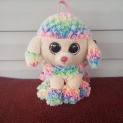Ty Gear Rainbow Poodle Dog Backpack 11" 