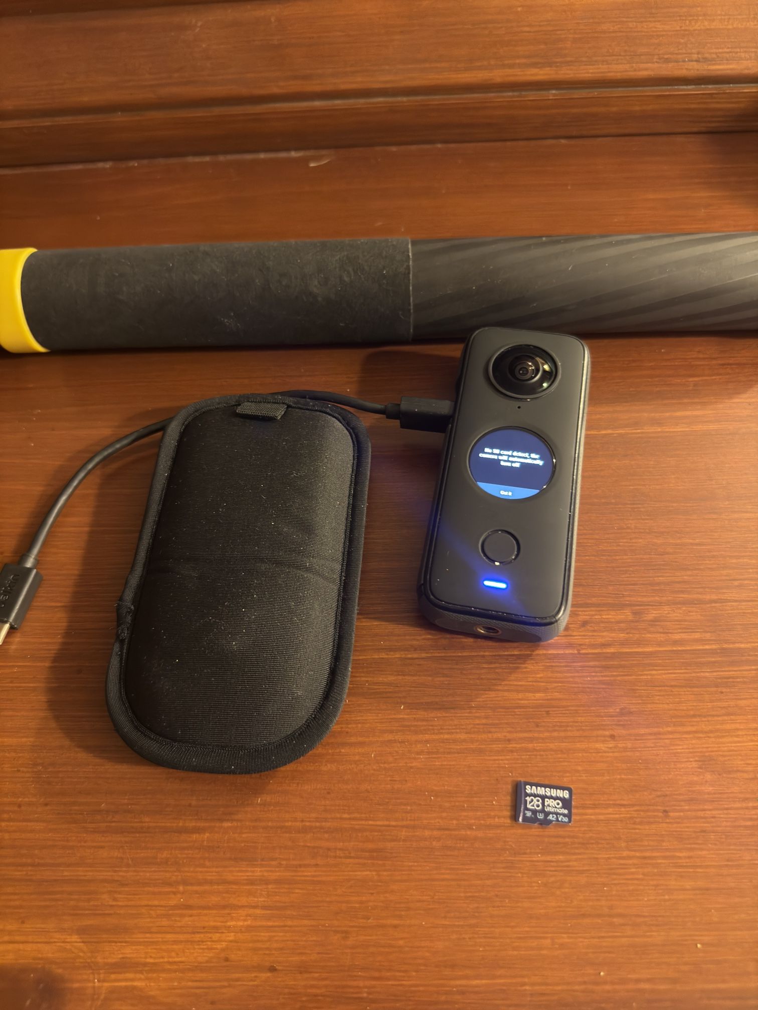Insta 360 X2 Camera with Invisible Long Selfie stick and 128 GB Samsung SD