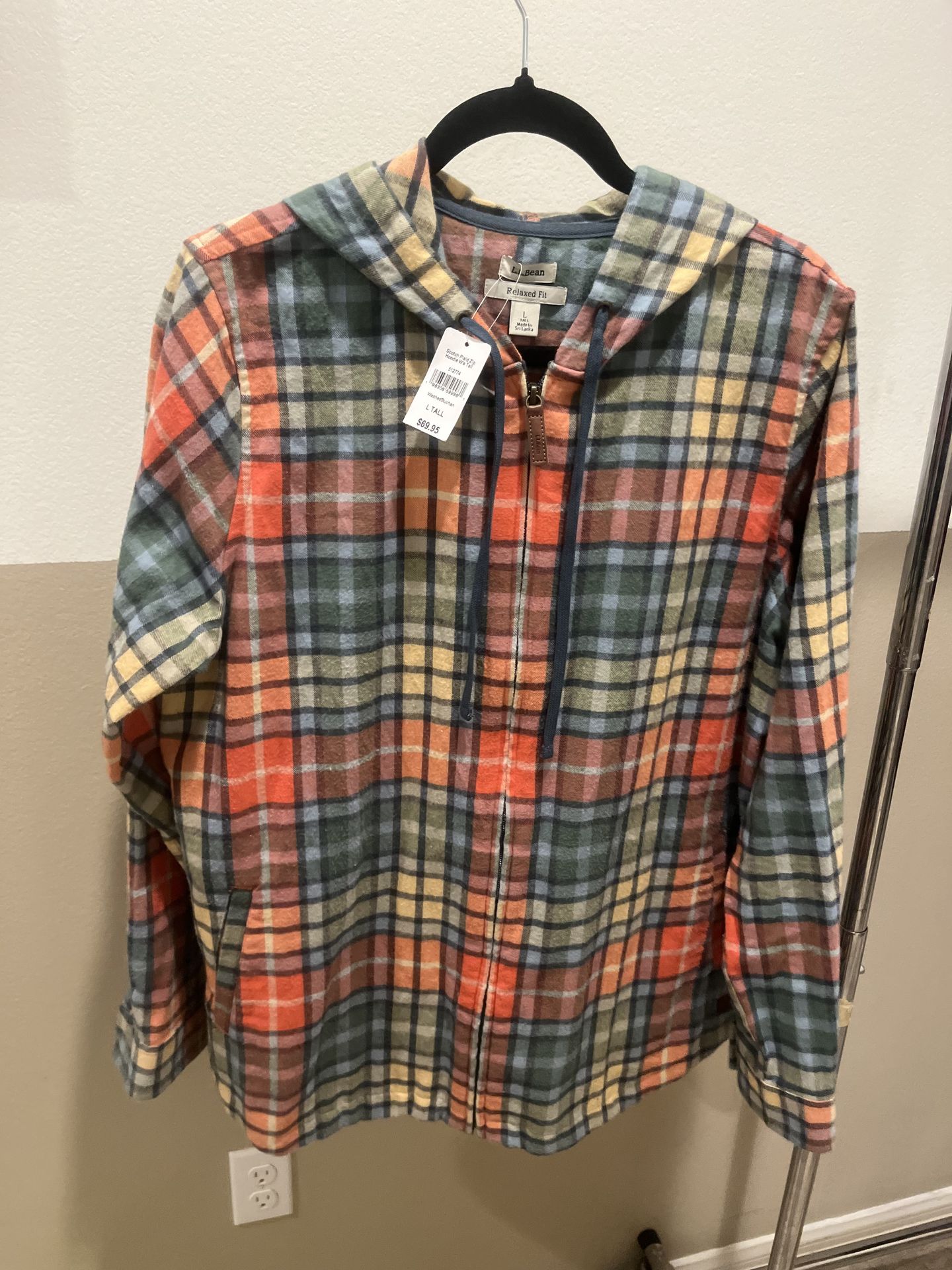 L.L.Bean Women's Scotch Plaid Flannel Shirt, Relaxed Zip Hoodie