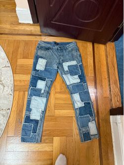 Blue patched jeans