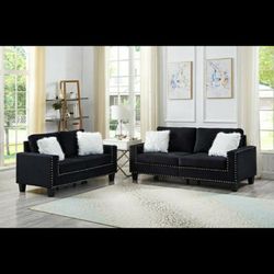Super Black Sofa and Loveseat

