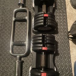 Complete Home Gym Set – 300+ lbs, Adjustable Dumbbells, Olympic Bar + Bench w/ Preacher Curl