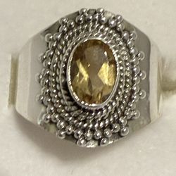 NEW Size 7 Sterling Silver Natural Citrine Ring