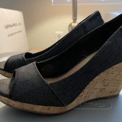 TOMS Denim & Cork Wedge Shoes