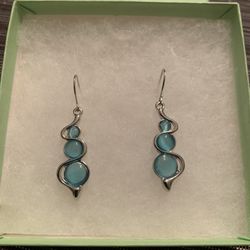 Sapphire and Silver Drop Earrings