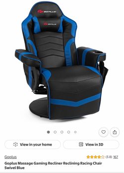Goplus Massage Gaming Chair Black w/blue