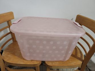 Container Bella Storage Solution 40qt Polka Dots Locking Lid Tint Pink 21” x 16” x 12” Storage