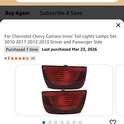 Chevy Camaro 2010-2013 back Tail lights