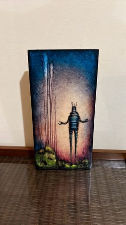 HumanTreeRobot "Drip Landscape, Robot C" Wood Panel Art - Signed