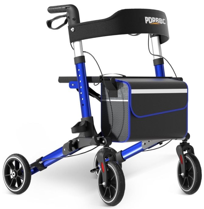 Foldable Aluminum Rollator Walkers with Cushion Seat for Senior
