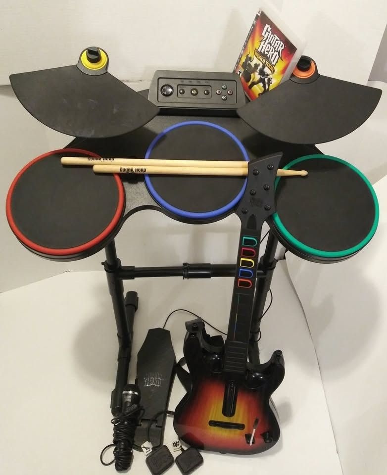 PS3 Guitar Hero World Tour Playstation 3 Bundle Drums Microphone Guitar