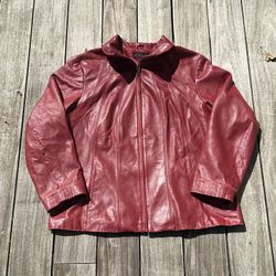 Vintage Red Leather Jacket-Size Large