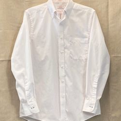 Izod men’s button front shirt Slim Fit size 15 32/33 solid white Wrinkle Free 