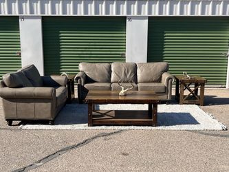 Rare genuine Leather couch and love seat in off brown color