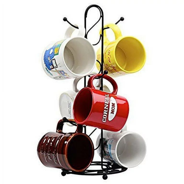 Coffee Cup Holder Metal Kitchen Mug Tree Countertop Tea Cups Holder Stand Black