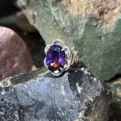 💜 Elegant Vintage-Style Amethyst Ring – Size 9 (925 Sterling Silver)