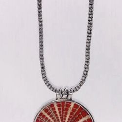 SILPADA Sterling 32” Popcorn Necklace N1106 & Red Shell Sundial Pendant S1840