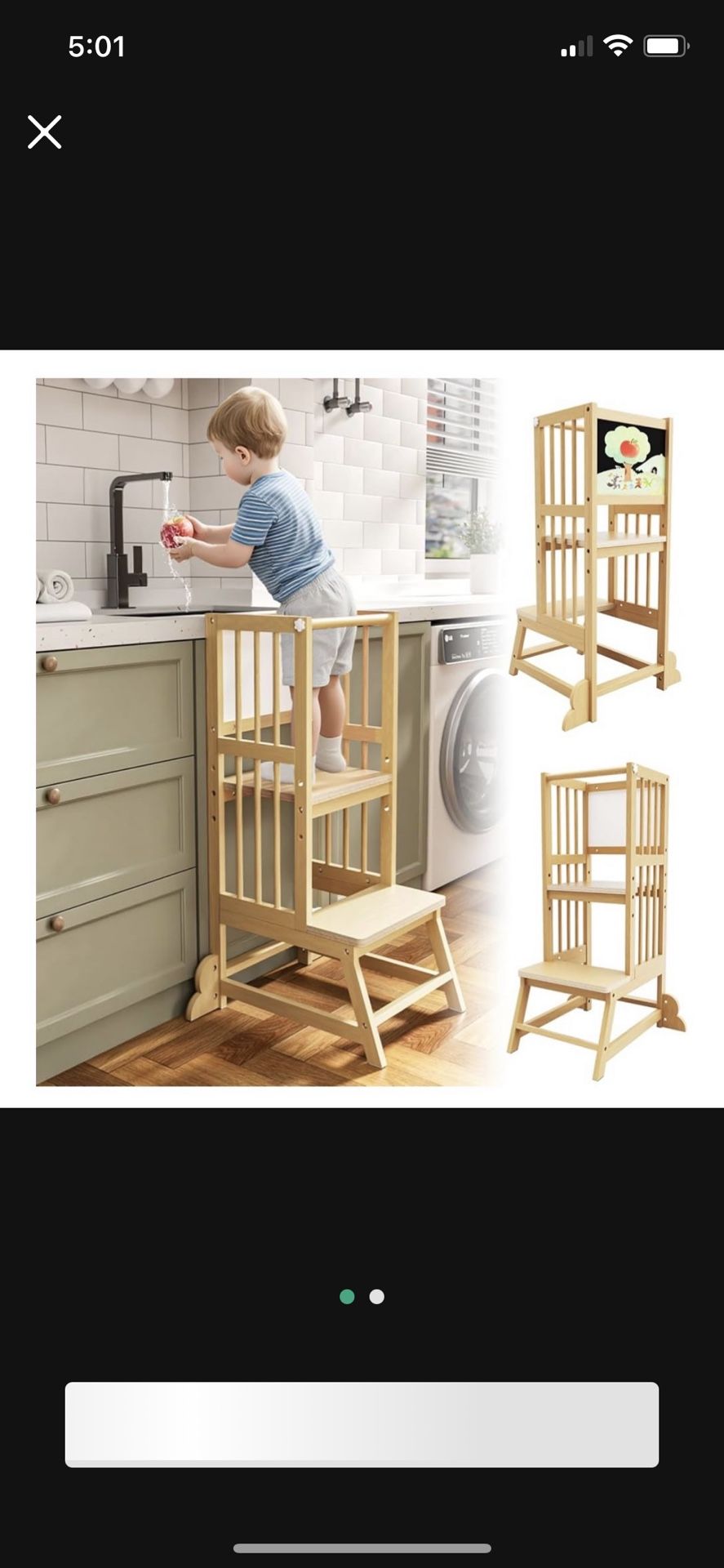 Kids Kitchen Step Stool with Safety Rails, Toddler Standing Tower Adjustable Height, Wooden Kitchen Stool for Kids Brand New Unassembled Still In bo