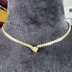 VINTAGE GOLD TONE Solitaire Square Chain  CHOKER