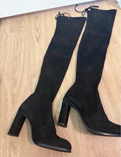 Brand New Stuart Weitzman Highland Black Suede Over-The-Knee Boots