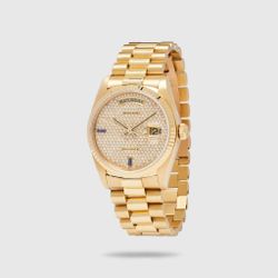 ROLEX YELLOW GOLD DAY-DATE REF. 18038 WITH PAVE DIAMONDS DIAL