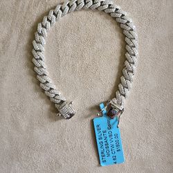 SILVER & MOISSANITE MONACO BRACELET SOLID SILVER 7.5' 9MM