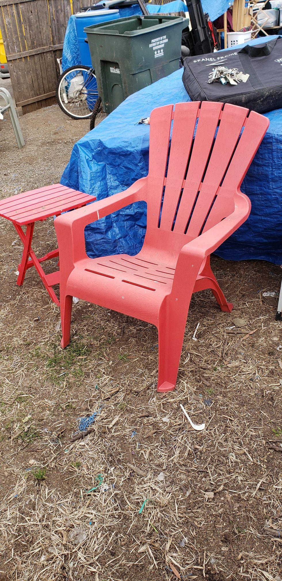 Plastic Adirondack Chair and Table