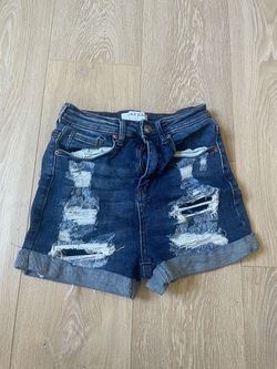 Dark Wash Ripped Shorts