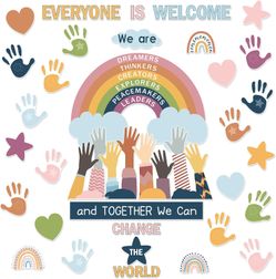 92-Piece One World Together Classroom Decor – Positive Wall & Bulletin Board Set with Stars & Rainbows