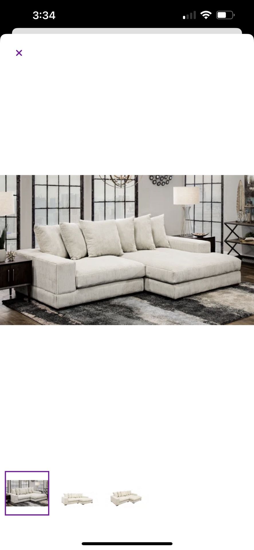 Luxe 108” Wide Right Hand Facing Sofa Chaise