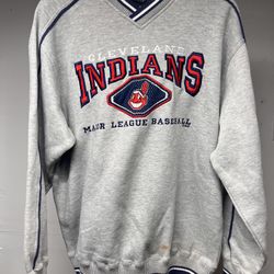 Cleveland Indians Vintage Crewneck Large Lee Sports Baseball MLB Sweater 