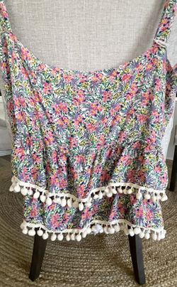 🌺 Natural Life - “17” X 20” Lightweight Bohemian Ruffle Tote Bag - Multi-Floral ~ New! 