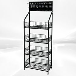 4 Shelfs Angled Mobile Merchandising Rack display DW4R