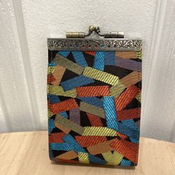 Cathayana Brocade Accordion Card holder Silk Patchwork Wallet 4.5”x3”