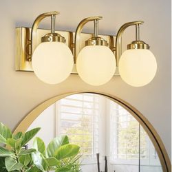 3 Lights Bathroom Vanity Light Fixtures Over Mirror Modern Gold Wall Sconce Vanity Light for Bathroom Lighting