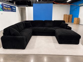 🛋️ Oversized Fluffy Corduroy Sofa Sectional+Sleeper+Storage $10 Down