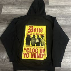 Men’s Bone Thugs-N-Harmony Sweater Hoodie Large “let This Thug Sh!t Clog Up Yo Mind”